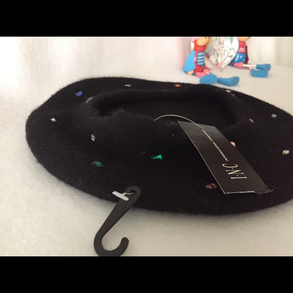 INC Jewel-Embellished Beret (Black) - Picture 5 of 7